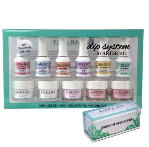 Kiara Sky DIP Dipping Powder System Starter Kit FRENCH + Dipping Case On Sale!