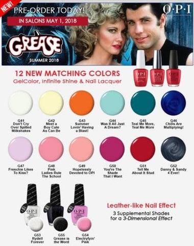 OPI GREASE Full Collection 12 pcs Summer 2018 GEL POLISH ( no top base,display )